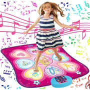SUNLIN Dance Mat for Girls Ages 3-8, Interactive Dancing Game Pad, Pink | Dance Mixer Rhythm Step Playmat with LED Lights, Adjustable Volume, Built-in Music, Birthday Gift for Girls 3 4 5 6 Years Old