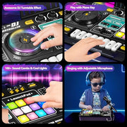 Tsomtto Kids DJ Mixer Table Musical Toy with Lights & Bluetooth | Electronic Music Toy with Microphone Piano, DJ Mixer Controller Toys Birthday Christmas Gifts for 3 4 5 6 Year Old Boys Girls