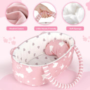 Dreamon Baby Doll Set 12" Baby Doll with Feeding & Caring Accessories, Pink | 11Pcs Doll Playsets with Carrier Bassinet Bed, Bedtime Pretend Play First Baby Doll Toy for 3 4 5 Year Old Girl Birthday Gift