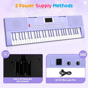 61 Keys Kid Piano Keyboard with Light-up Keys Teaching Mode Dual Speaker