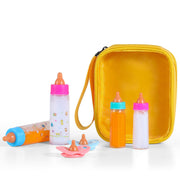 Kaydora Baby Doll Bottle Accessories - 6 Pcs Magic Milk Feeding Toys Yellow | Magic Disappearing Milk & Juice, with Non-magnetic Pacifiers, Pretend Play Sets, Gift for kids, Suit for Stroller, Crib, Bed