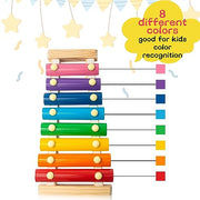 MCPINKY Xylophone for Kids with 2 Mallets, Wooden, Rainbow | Baby Xylophone, Musical Instruments Toy for Toddlers, Birthday Party Favors