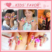 PinkSheep Little Girl Jewel Rings in Box,24 Lovely Girls Rings | Adjustable,No Duplication, Girl Pretend Play and Dress Up Rings,Birthday Christmas Gift