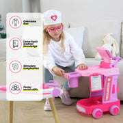 Liberry Toddlers Doctor Kit Toy for Girls Boys Ages 2 3 4 5, Pink | Kids Doctor Playset with Cart, Costume & Stethoscope, Role Play, Pretend Play Medical Toys, Birthday Gift