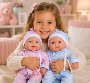 Twins 13" Realistic Soft Body Baby Dolls | JC Toys - Berenguer Boutique | Twins Gift Set with Removable Outfits and Accessories | Pink and Blue | Caucasian | Ages 2+