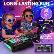 Tsomtto Kids DJ Mixer Table Musical Toy with Lights & Bluetooth | Electronic Music Toy with Microphone Piano, DJ Mixer Controller Toys Birthday Christmas Gifts for 3 4 5 6 Year Old Boys Girls