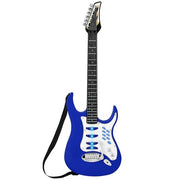 Best Choice Products Kids Electric Guitar Set with Microphone & Amp, Interactive Musical Toy for Boys & Girls, Lights & Sounds, Demo Songs, AUX Input, DIY Stickers - Blue
