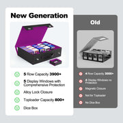ZLCA Trading Card Storage Box 5-Row with Handle, MTG Storage Box | Holds 3900+ Cards with Commander Display, Top Loaders Organizer Case for TCG PTCG Sport Card(Black&Purple)