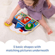 Melissa & Doug First Shapes Jumbo Knob Wooden Peg Puzzle | 6 Pieces, Wooden Board, 5 Extra-Thick Shape Pegs, Matching & Sorting Play, Montessori Inspired Toddler Toys for Kids, Ages 1+
