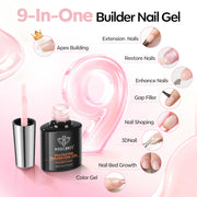 modelones Builder Nail Gel,No Top Coat Needed Builder for Nails Nude | C-Curve Sculpting, Glossy Jelly Finish Cover Nude Pink, No-Wipe, 9-in-One LED Lamp Cured Color Gel Polish for Quick Diy Salon