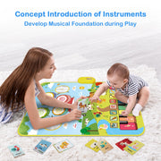 FOKI 3-in-1 Floor Piano Mat, Musical Toys for Toddlers 1-3, Baby Music Mat | 35.4 x 27.6 in Sensory Toy, 3 Sound Channels, 200-Note Record & Playback, 8 Music Cards, Gifts for 1 Year Old Boys & Girls