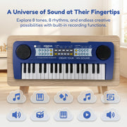 Raimy 37 Keys Keyboard Piano for Kids with Microphone & Dual Speakers | Multifunction Portable Electronic Learning Music Instrument, Educational Birthday Gift Toy for 3-8 Year Old Girls & Boys