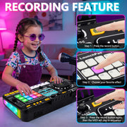 Tsomtto Kids DJ Mixer Table Musical Toy with Lights & Bluetooth | Electronic Music Toy with Microphone Piano, DJ Mixer Controller Toys Birthday Christmas Gifts for 3 4 5 6 Year Old Boys Girls