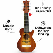 23" Acoustic Guitar, Kids 6 String Toy Guitar - Realistic Steel Strings - Beginner Practice First Musical Instrument for Children, Toddlers (Brown)