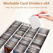 RLAVBL 4 Pack Trading Card Storage Box, 3600 Count Cardboard Card Boxes | 64 Dividers for Sports, MTG, TCG, Toploader, 4 Row