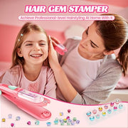 kidzkube Hair Gem Stamper Kit, Birthday Toys for Girls Ages 3-12 | Bling Hair Jewels for Girls Toys, Hair Styling Tool with Reusable Diamonds,Stocking Stuffers