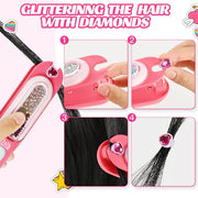 kidzkube Hair Gem Stamper Kit, Birthday Toys for Girls Ages 3-12 | Bling Hair Jewels for Girls Toys, Hair Styling Tool with Reusable Diamonds,Stocking Stuffers