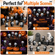 Celltestria 60pcs Halloween Mini Figurines Resin Ghost Toys | Halloween Party Favor Bag Fillers Embellishments Scrapbook Micro Fairy Garden Decor