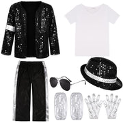 BAURGHOP Kids Dance Star Costume for Boys 80s 90s Pop Stage Outfits for Halloween