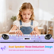 61 Keys Kid Piano Keyboard with Light-up Keys Teaching Mode Dual Speaker