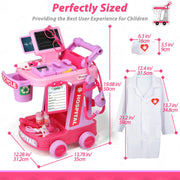 Liberry Toddlers Doctor Kit Toy for Girls Boys Ages 2 3 4 5, Pink | Kids Doctor Playset with Cart, Costume & Stethoscope, Role Play, Pretend Play Medical Toys, Birthday Gift