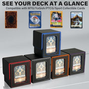 Card Deck Box for MTG Commander, Deck Case Holds 100 Double-Sleeved Cards | Magnetic Card Display Case, Magic Card Storage Box Fits for TCG/PTCG/CCG Card with 2 Dividers & 1 Top Loader,Black&Blue