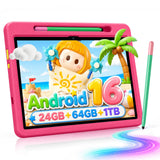 Android 16 Kids Tablet HD 10 Inch with Stylus & Case, 24GB RAM 64GB ROM 1TB