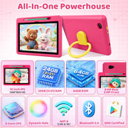 Android 16 Kids Tablet HD 10 Inch with Stylus & Case, 24GB RAM 64GB ROM 1TB