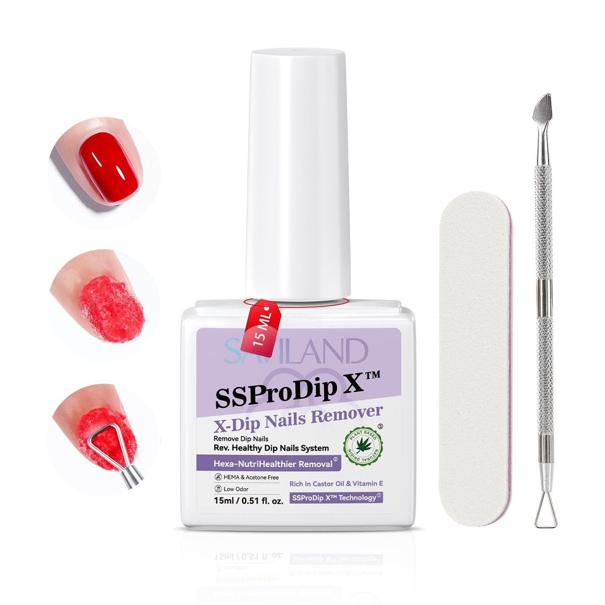 SAVILAND Gentle Dip Powder Remover Kit, No Need Soaking Or Wrapping 15ml
