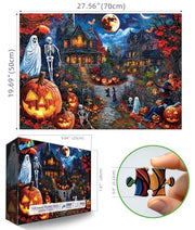 Blueforest Halloween 1000 Piece Jigsaw Puzzle for Adults - Spooky Ghosts, Skeletons, Pumpkins, Witch & Haunted House Puzzle, Challenging Fun Adult Puzzles for Relaxation, Decor & Gifts