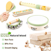 Kids Guitar Set - 8 in 1 Toddler Montessori Musical Instruments | Wooden Baby Ukulele Xylophone Tambourine Maracas Flute, Toy Guitar for Toddler, Mini Guitar Set Toddler Gifts for 2 year