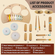 Wooden Drum Set Toys for 2-3 Year Old Montessori Musical Instruments Toy | Drum with Xylophone Birthday Gift for 18+ Months Boys Girls