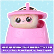 Peekimo Pink Interactive Pet and Wearable Charm Accessory, 100+ Reactions | Reacts to Touch & Voice, Nurture & Play Games, Wear Lanyard or Clip as a Bag Charm; 1 AAA Battery, Kids Toys for Ages 5+