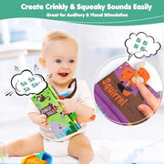 beiens Baby Books Toys, Tummy Time Touch and Feel Sensory Toys for Infant | Crinkle Cloth Book Toy for Baby 0-3-6-12-18 Months, Early Development Stroller Soft Toy, Newborn Shower Gift for Boy Girl