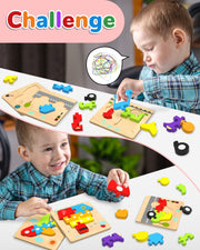 Wooden Puzzles Gifts Montessori Toys for 1 2 3 Years Old Boys Girls | 6 Vehicle Shape Puzzles, Boy Birthday Gift, Montessori Toys Educational Blocks for 1-3, 2-4, Learning Toys