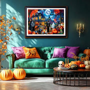 PuzzOne Halloween 1000 Pieces Puzzles for Adults Horror House Night | Halloween Spooky Skeletons and Ghosts Jigsaw Puzzle with Pumpkins for Holiday Party Game Decor Gifts Dust Free (27.5"x19.7")