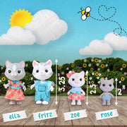 Honey Bee Acres The Purringtons Cat Family - 4 Mini Doll Figures - Ages 3+