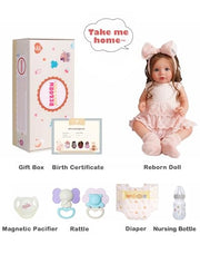BABESIDE Dara 20 Inch Lifelike Reborn Baby Dolls, Long Brown Hair Girl | Handmade Realistic Baby Doll, Real Life Baby Dolls with Clothes and Toy Accessories, Gift for Kids Ages 3+