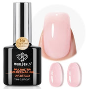modelones Builder Nail Gel,No Top Coat Needed Builder for Nails Nude | C-Curve Sculpting, Glossy Jelly Finish Cover Nude Pink, No-Wipe, 9-in-One LED Lamp Cured Color Gel Polish for Quick Diy Salon