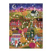 Galison - Spooky Village 1000 Piece Jigsaw Puzzle with Foil for Adults | Illustrated by Joy Laforme, Ghostly Village, Halloween, Challenging, Recycled Paper, No Dust, Finished Size 27" x 20"