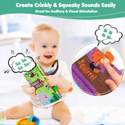 beiens Baby Books Toys, Tummy Time Touch and Feel Sensory Toys for Infant | Crinkle Cloth Book Toy for Baby 0-3-6-12-18 Months, Early Development Stroller Soft Toy, Newborn Shower Gift for Boy Girl