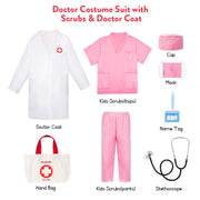 Meland Doctor Costume for Kids 3-10, Pretend Play Career Dress Up with Bag | Career exploration gift for boys girls Halloween, birthday, every day dress up, confortable for active kids