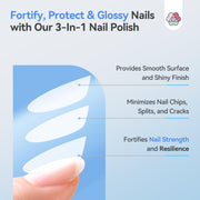 SAVILAND 3-in-1 Clear Nail Polish Base & Top Coat & Nail Strengthener 15ml | Quick Dry, For Damaged Nails, Helps Protect Nails & Extend Polish Wear, High Gloss Regular Nail Lacquer, Home Women Gift