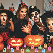 DULEFUN 100pcs Halloween Mini Ghosts Figures, Luminous Small Little Resin Ghost Figurines to Hide Glow in The Dark Tiny Statue for Halloween Party Favors Dollhouse Decorations Toys