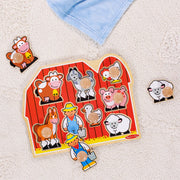 Melissa & Doug Farm Animals Jumbo Knob Wooden Peg Puzzle | 8 Jumbo Peg Pieces, Wooden Board, Farm Animal Matching, Shape Recognition, Montessori Inspired Toddler Toys for Kids, Ages 1+