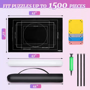 CALLKROON Puzzle Mat Roll Up for 1500 Pieces, Felt Puzzle Board Alternative Gift Set with 4 Sorting Trays and Inflatable Tube, Premium Puzzle Saver Mat for Storage, Portable Puzzle Rolling Mat