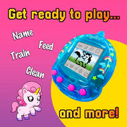 Giga Pets Interactive Digital Pet Toy, Boys & Girls, Unicorn, Ages 6+ | Virtual Pets for Boys and Girls Toy, 600+ Animations, App-Free Activities for Travel and Nostalgic 90s-Inspired Gifting