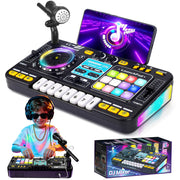 Tsomtto Kids DJ Mixer Table Musical Toy with Lights & Bluetooth | Electronic Music Toy with Microphone Piano, DJ Mixer Controller Toys Birthday Christmas Gifts for 3 4 5 6 Year Old Boys Girls