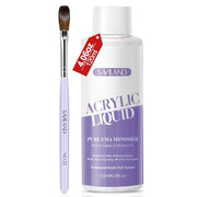 SAVILAND Low Odor Monomer Acrylic Nail Liquid, 4 oz | Non-Yellowing Monomer, With #12 Nail Brush, For Acrylic Powder Application, Beginners At-Home DIY & Professional Salon Use
