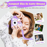 Unicorn Toys Camera for Kids Girls Age 3-8, Purple | Toddler Kids Digital Camera, Christmas Birthday Gifts for 3-8 Years Old Girl, 1080P HD Selfie Video Camera with 32GB SD Card